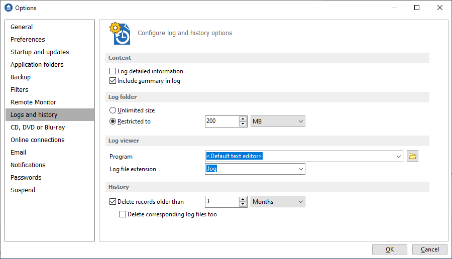 Download backuped log files